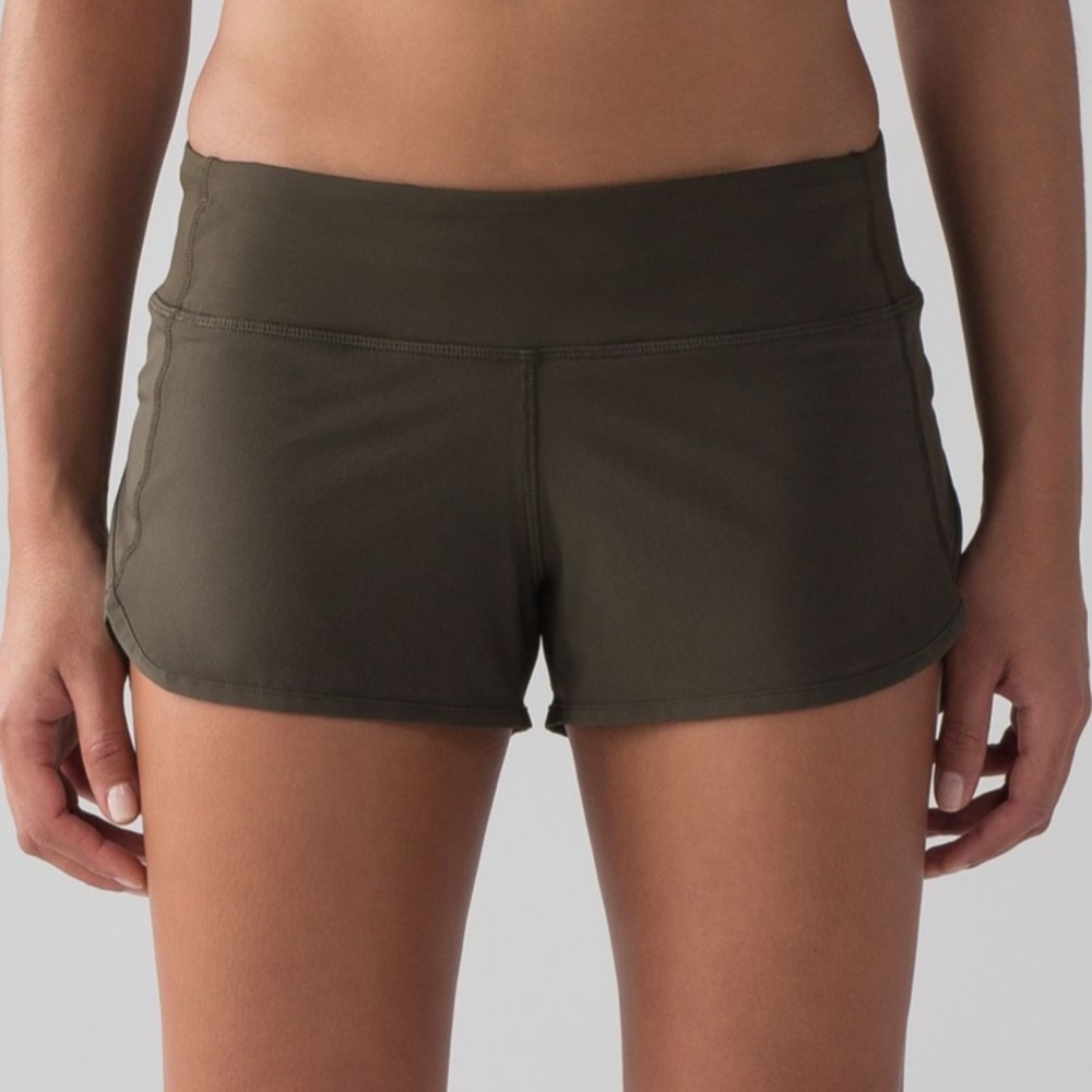 Dark Olive Lululemon Speed Running Shorts